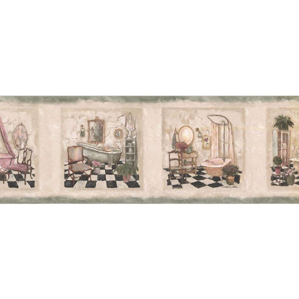 One Allium Way® 7 In X 15 Ft Prepasted Wallpaper Borders Bathroom